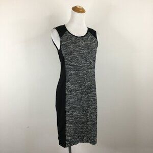 EILEEN FISHER Black White Tweed Italian Fabric Sleeveless Shift Sheath Dress